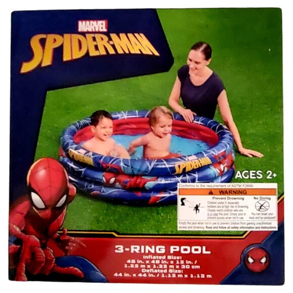 Marvel Spider Man Bestway 3 Ring Kiddie Pool Summer Fun - Picture 1 of 6